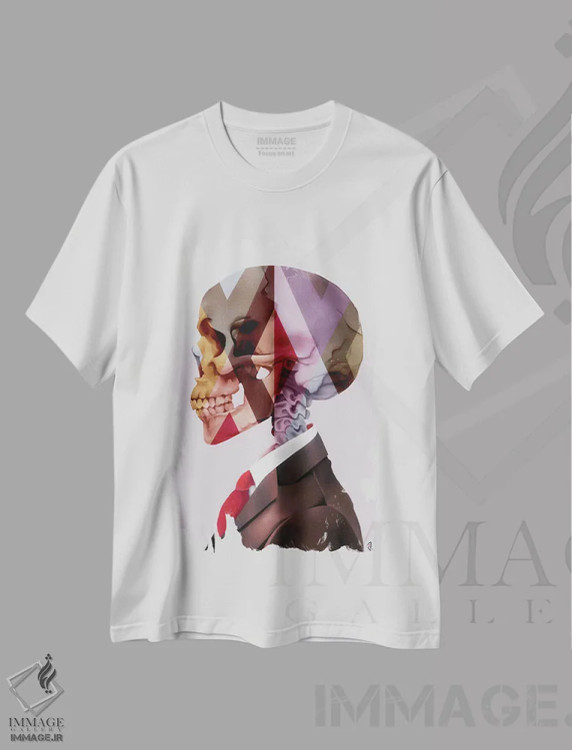 تیشرت سفید طرح دار کراوات قرمز، تزئینی اثر جولیو روسی | فروشگاه ایماژ