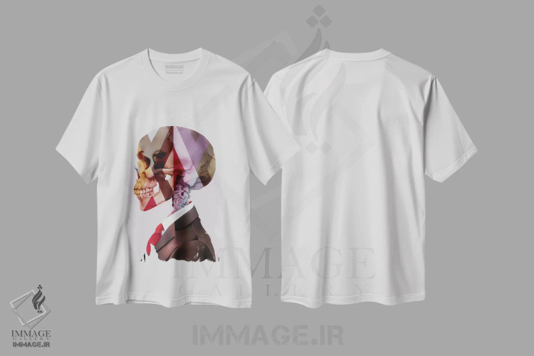 تیشرت سفید طرح دار کراوات قرمز، تزئینی اثر جولیو روسی | فروشگاه ایماژ