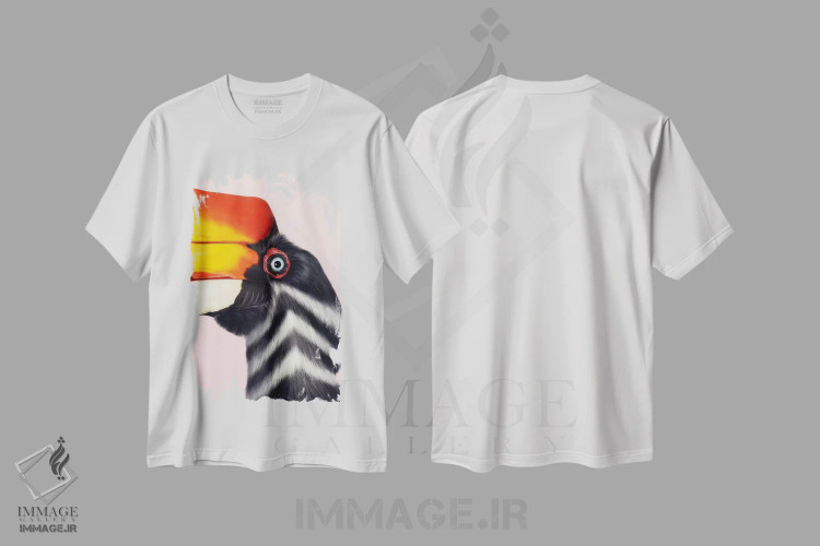 تیشرت سفید طرح دار راینوکروس هورنبیل، تزئینی اثر جولیو روسی | immage.ir