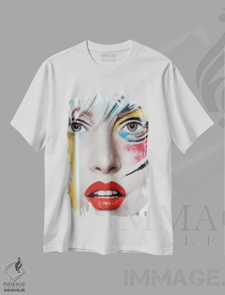 تیشرت سفید طرح دار عکس فوری، تزئینی اثر جولیو روسی | فروشگاه ایماژ