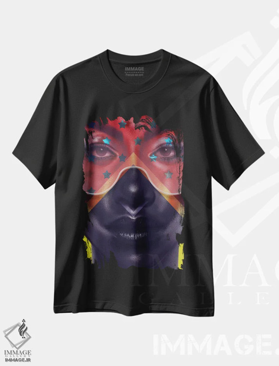 تیشرت مشکی طرح دار ستاره ها و راه راه ها، هنر دیجیتال اثر جولیو روسی | immage.ir