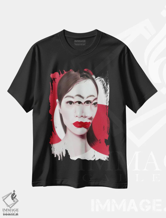 تیشرت مشکی طرح دار اختلال تصویری، هنر دیجیتال اثر جولیو روسی | فروشگاه ایماژ