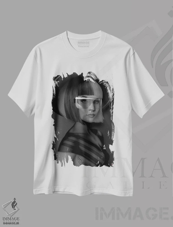 تیشرت سفید طرح دار لوکس، هنر فاخر معاصر اثر جولیو روسی | فروشگاه ایماژ
