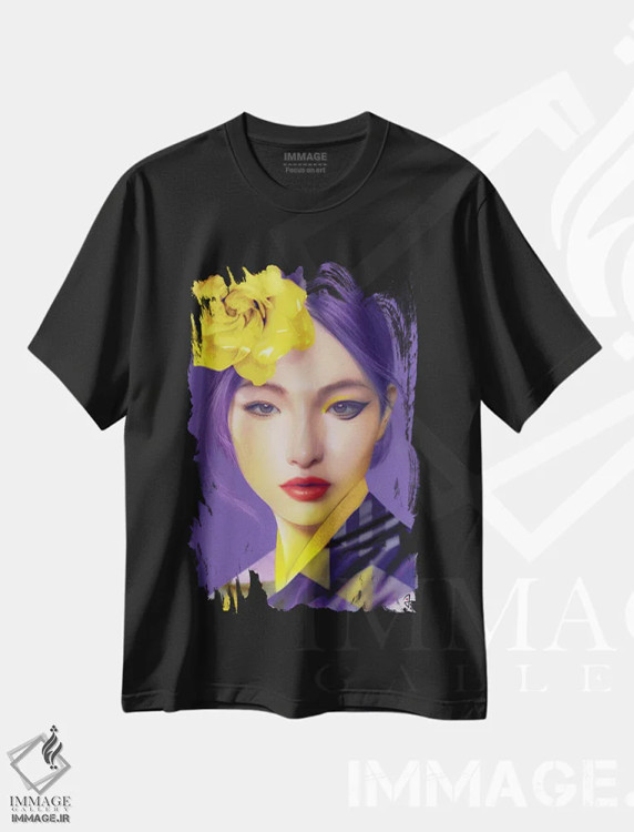 تیشرت مشکی طرح دار فوق بنفش، هنر فاخر معاصر اثر جولیو روسی | immage.ir