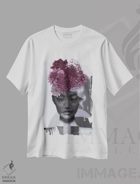 تیشرت سفید طرح دار مجنون ماه، هنر فاخر معاصر اثر جولیو روسی | immage.ir