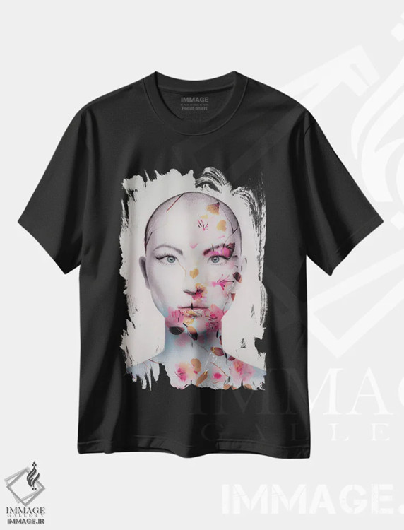 تیشرت مشکی طرح دار انسانیت من کجاست، هنر فاخر معاصر اثر جولیو روسی | immage.ir