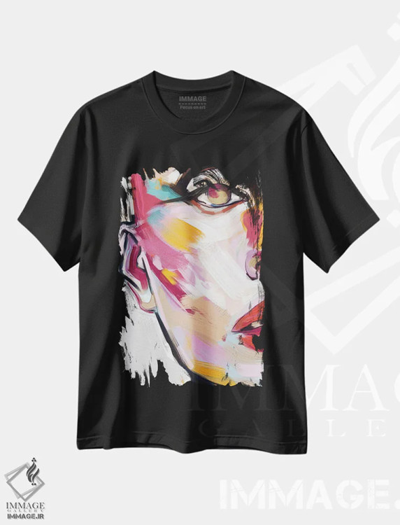 تیشرت مشکی طرح دار درخشان پنج، هنر دیجیتال اثر جولیو روسی | فروشگاه ایماژ