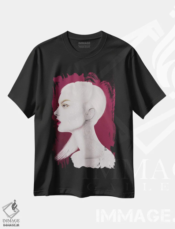 تیشرت مشکی طرح دار مروارید، هنر دیجیتال اثر جولیو روسی | فروشگاه ایماژ