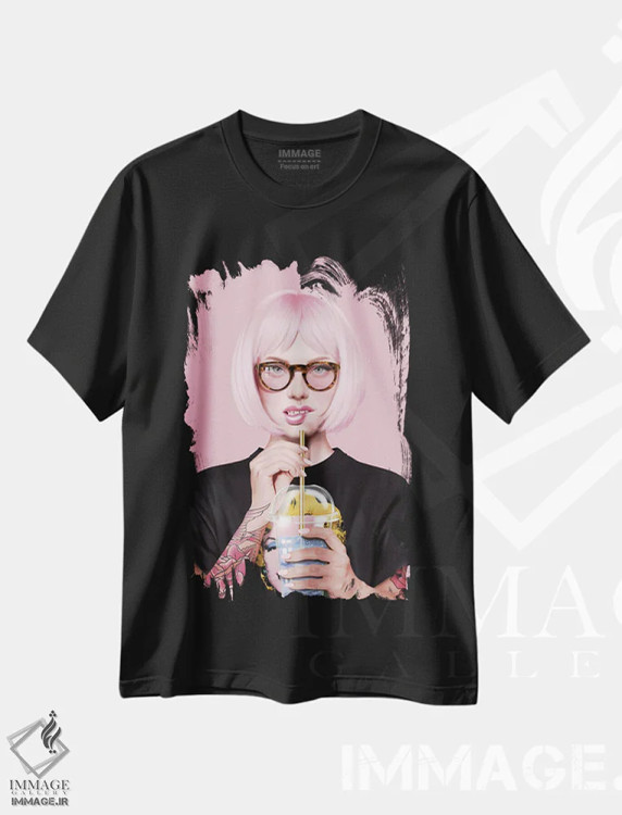 تیشرت مشکی طرح دار تی چیه، دکوراسیون جایگزین اثر جولیو روسی | فروشگاه ایماژ