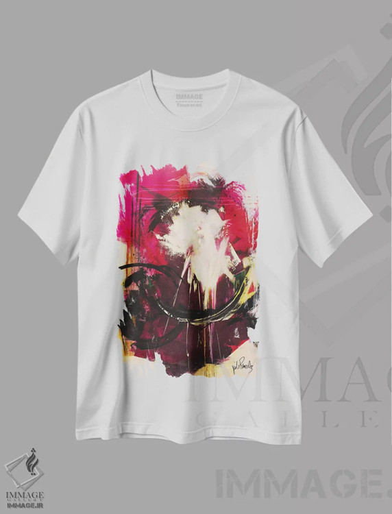 تیشرت سفید طرح دار شکوفه شبانه اثر جود رمِدیوس | فروشگاه ایماژ