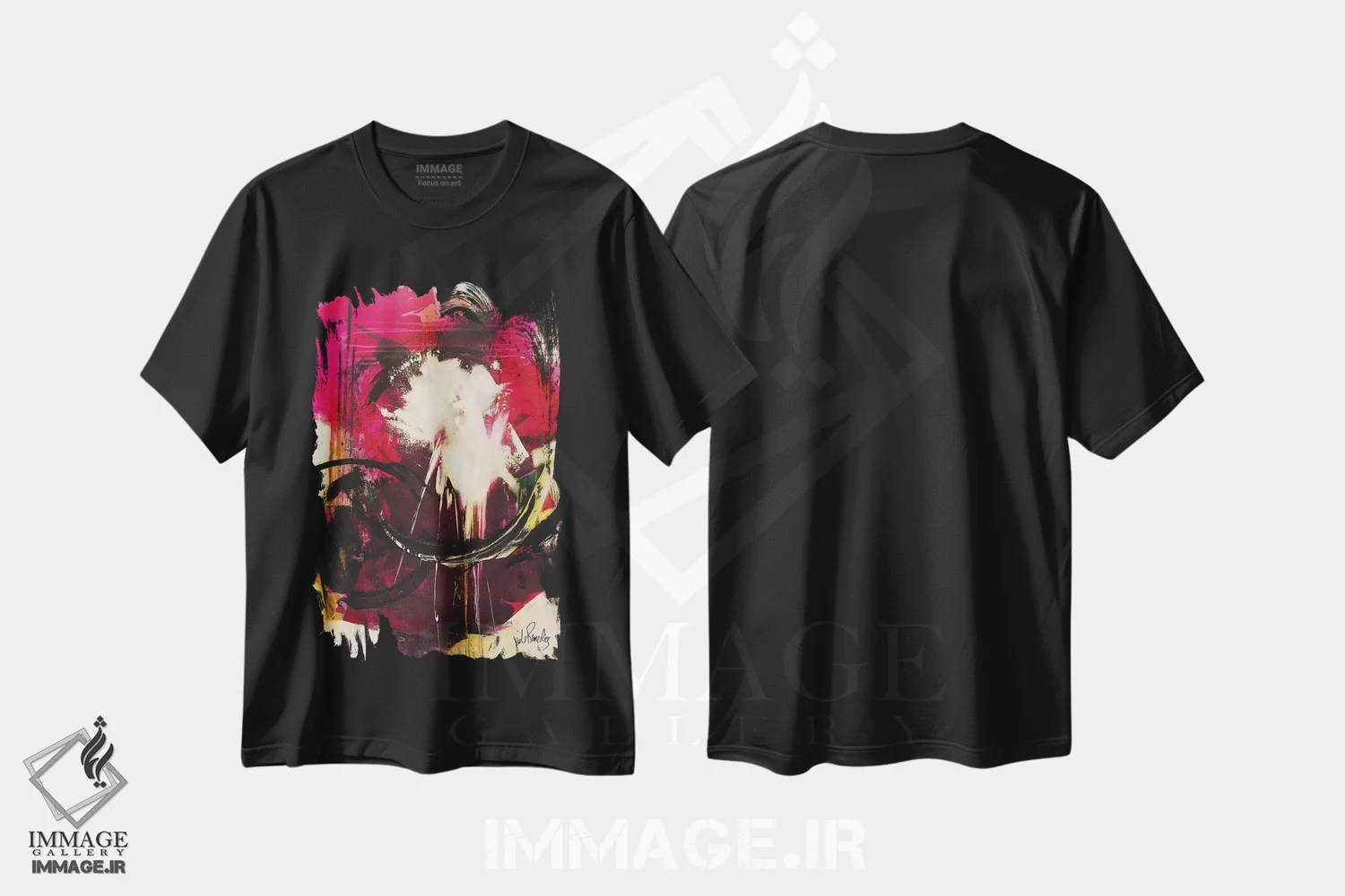تیشرت مشکی طرح دار شکوفه شبانه اثر جود رمِدیوس | immage.ir