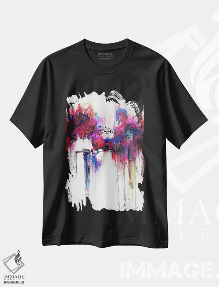 تیشرت مشکی طرح دار لبه رنگین کمان اثر جود رمِدیوس | فروشگاه ایماژ