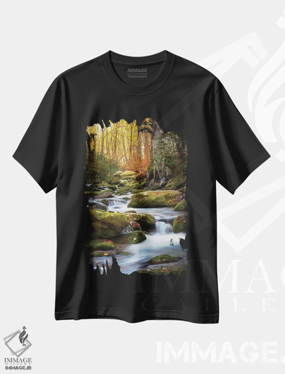 تیشرت مشکی طرح دار درخشش صبحگاهی کنار آسیاب، مدیوم اثر عکاسی جاناتان راس | immage.ir