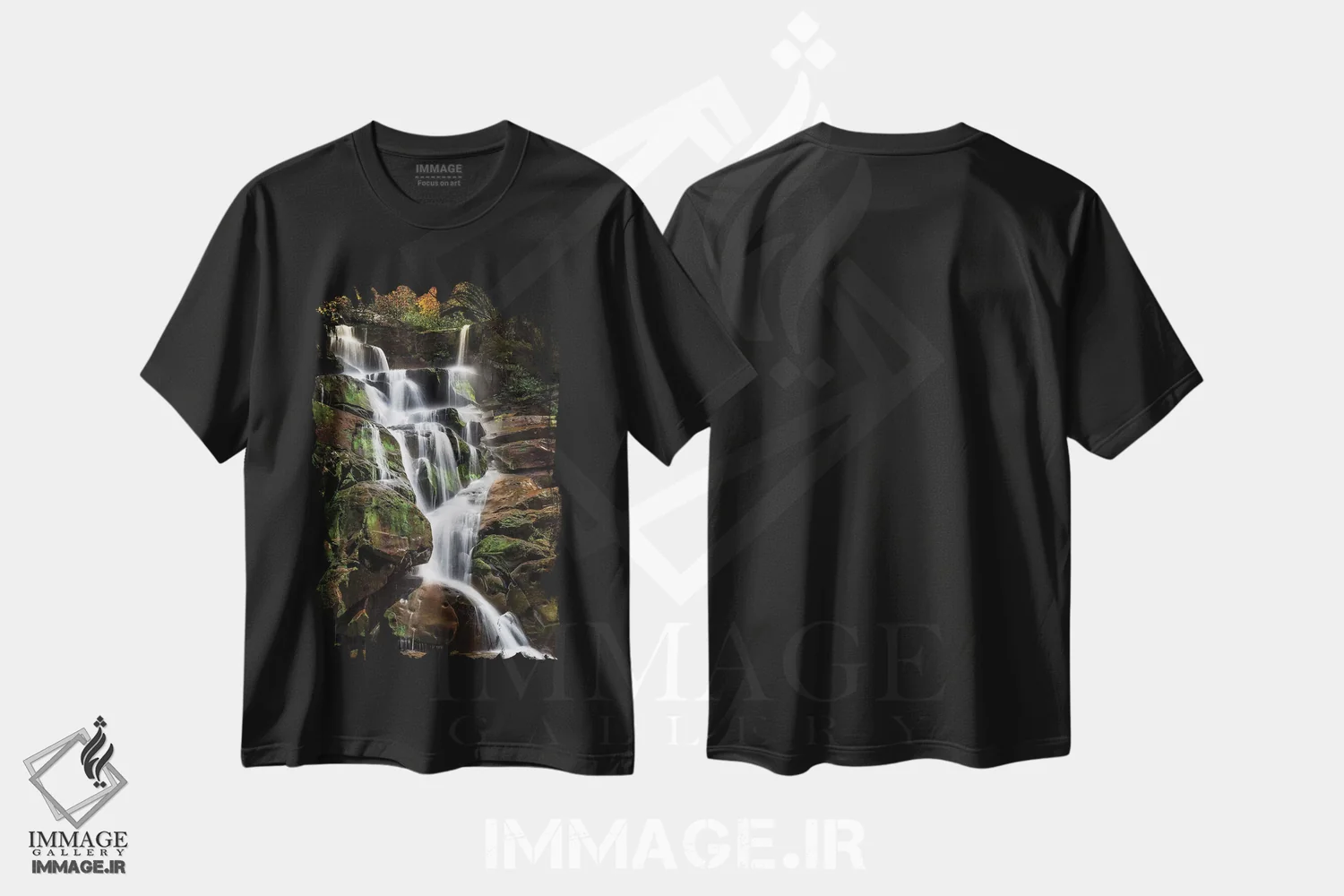 تیشرت مشکی طرح دار آبشار آرام، مدیوم اثر عکاسی جاناتان راس | فروشگاه ایماژ