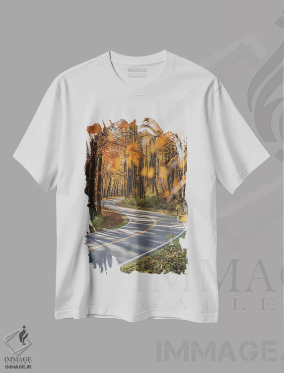 تیشرت سفید طرح دار سفر جاده ای در اسموکیز، مدیوم اثر عکاسی جاناتان راس | فروشگاه ایماژ