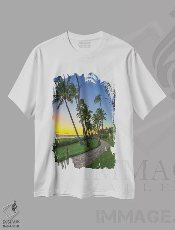 تیشرت سفید طرح دار قدم زنی در مائوئی، مدیوم اثر عکاسی جاناتان راس | فروشگاه ایماژ