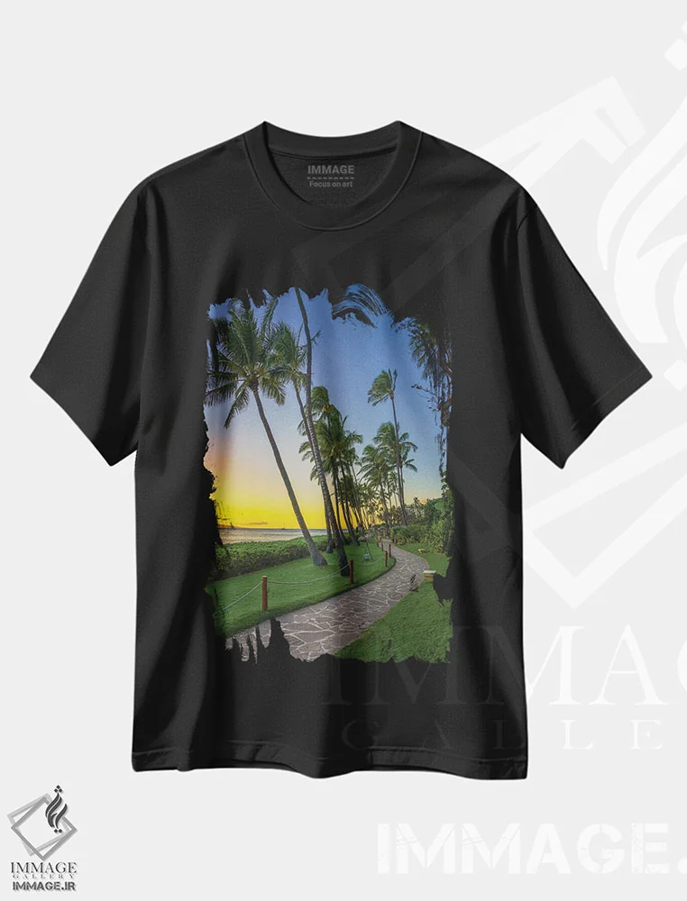 تیشرت مشکی طرح دار قدم زنی در مائوئی، مدیوم اثر عکاسی جاناتان راس | immage.ir