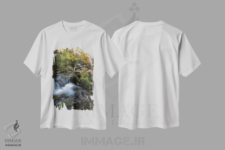 تیشرت سفید طرح دار نهر آرامش بخش، مدیوم اثر عکاسی جاناتان راس | فروشگاه ایماژ