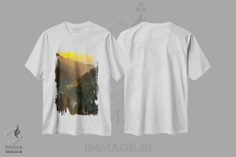 تیشرت سفید طرح دار غروب بر مسیر عبوری از اسموکیز، مدیوم اثر عکاسی جاناتان راس | فروشگاه ایماژ