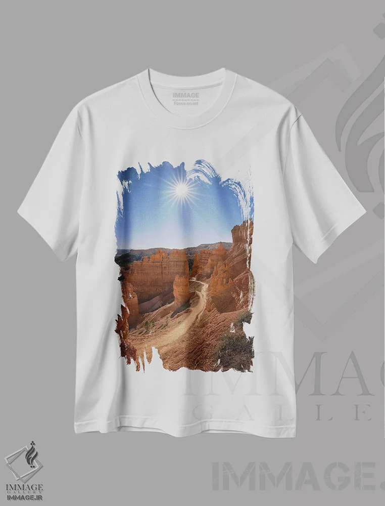 تیشرت سفید طرح دار پارک ملی برایس کنیون، مدیوم اثر عکاسی جاناتان راس | immage.ir