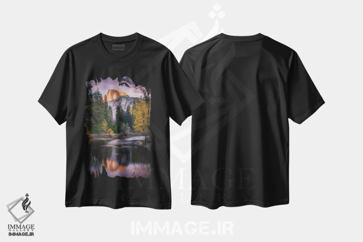 تیشرت مشکی طرح دار نیم گنبد در نور صورتی، مدیوم اثر عکاسی جاناتان راس | فروشگاه ایماژ