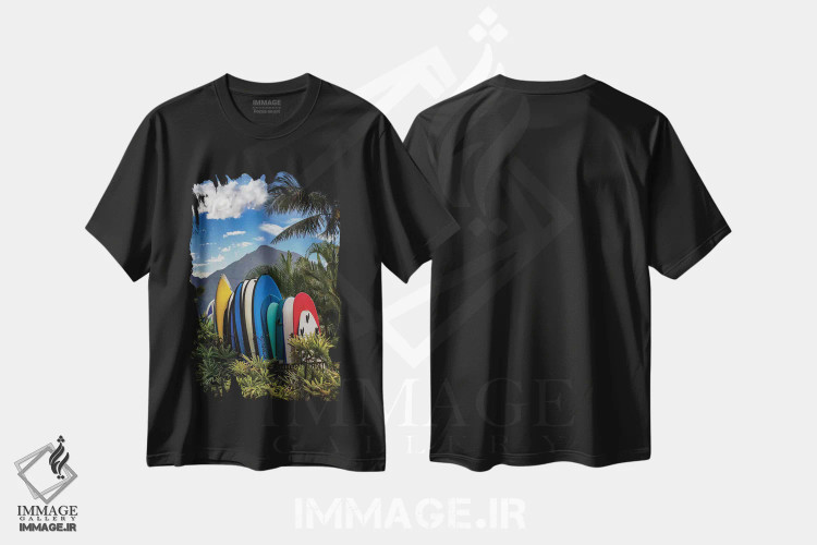 تیشرت مشکی طرح دار هنگ تن، مدیوم اثر عکاسی جاناتان راس | فروشگاه ایماژ