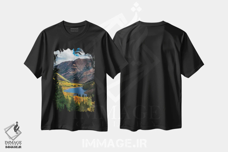 تیشرت مشکی طرح دار قله های باشکوه ابری، مدیوم اثر عکاسی جاناتان راس | فروشگاه ایماژ