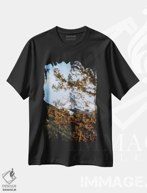 تیشرت مشکی طرح دار نگاهی به کوه های راکی، مدیوم اثر عکاسی جاناتان راس | فروشگاه ایماژ