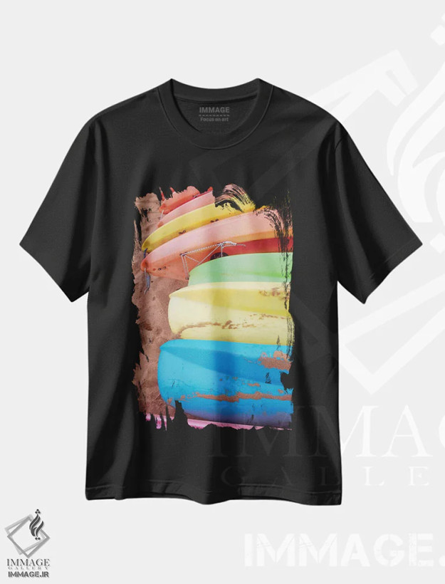 تیشرت مشکی طرح دار کایاک ها II، دکور کلبه و لژ اثر خیرو رودریگز | فروشگاه ایماژ