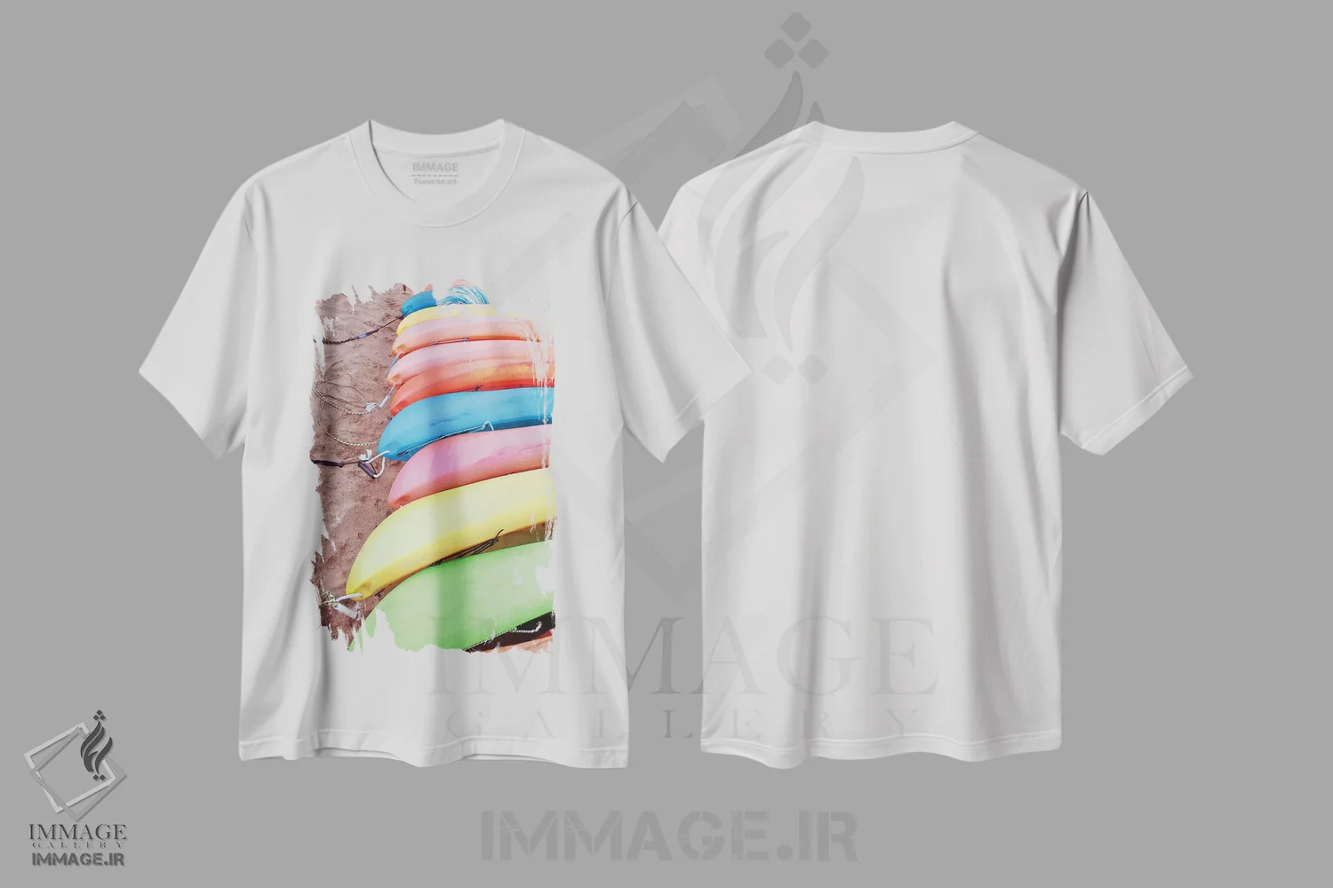 تیشرت سفید طرح دار کایاک ها I، دکور کلبه و لژ اثر خیرو رودریگز | فروشگاه ایماژ