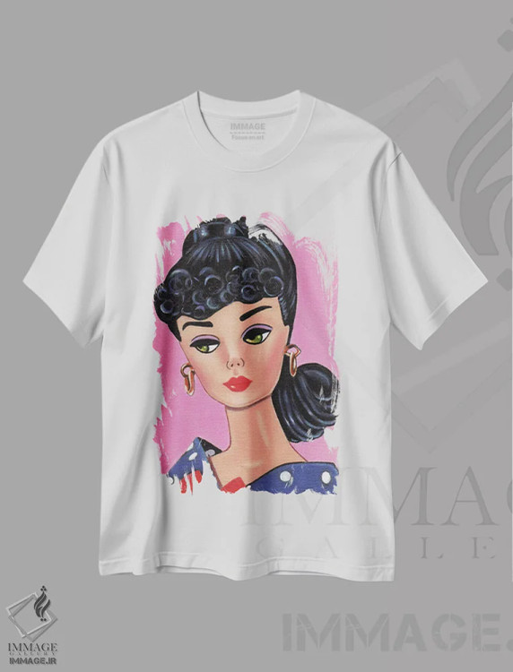 تیشرت سفید طرح دار دم اسبی II، باربیکور اثر هنر رترو جولی | immage.ir