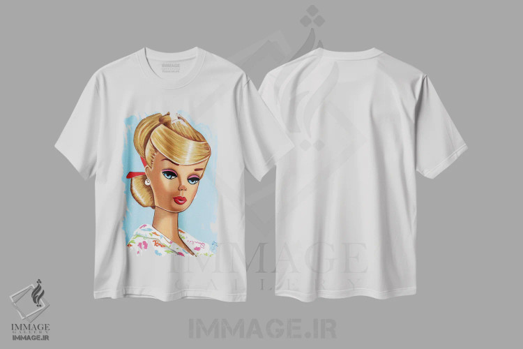 تیشرت سفید طرح دار پیچش بلوند، تزئینی اثر هنر رترو جولی | فروشگاه ایماژ