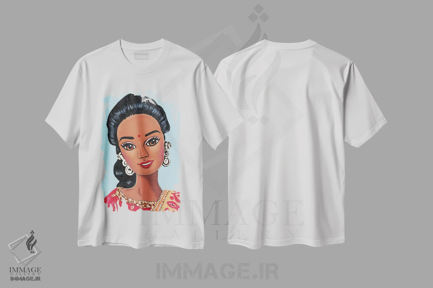 تیشرت سفید طرح دار هند، دکور آسیایی اثر هنر رترو جولی | immage.ir