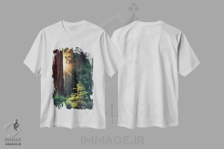 تیشرت سفید طرح دار نور تابیده از آسمان، مدیوم اثر جین ریکس | فروشگاه ایماژ