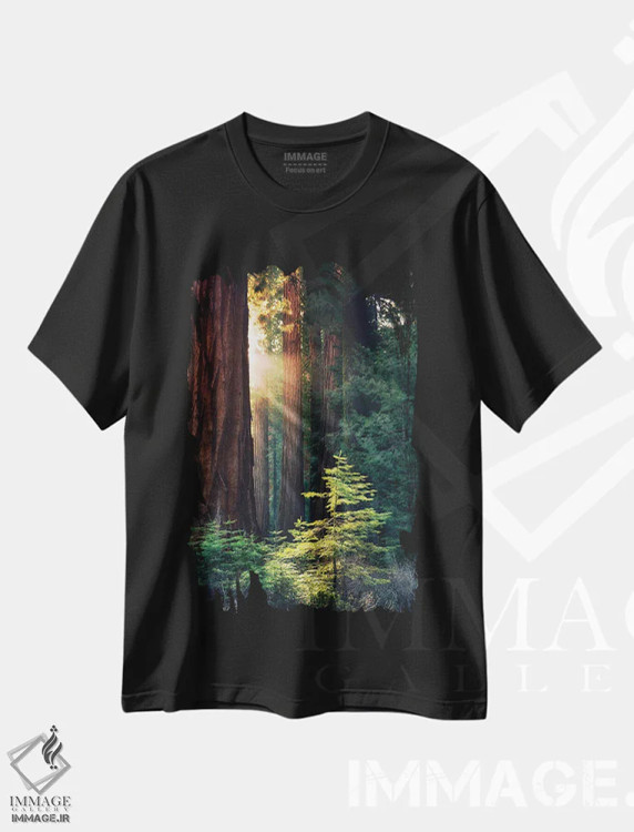 تیشرت مشکی طرح دار نور تابیده از آسمان، مدیوم اثر جین ریکس | immage.ir