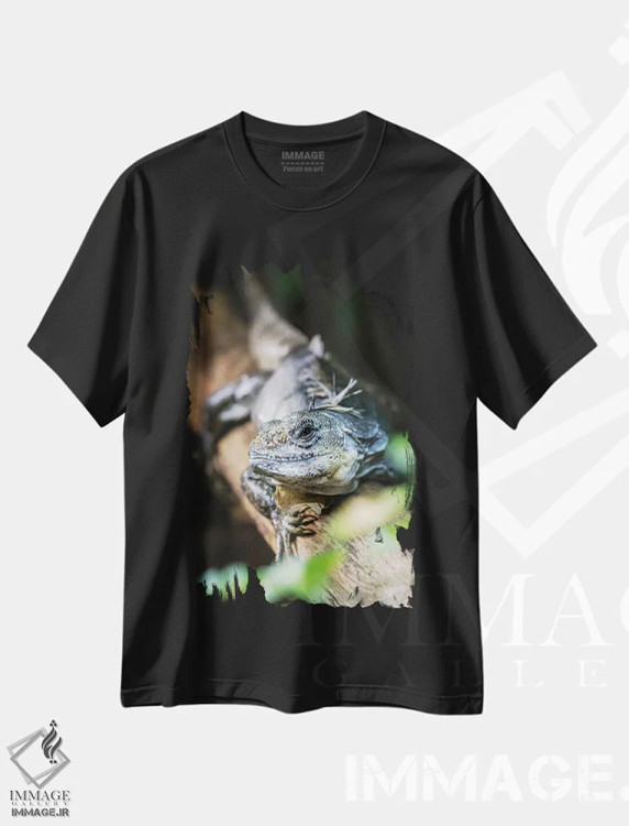 تیشرت مشکی طرح دار ایگوانای دمدار اتولا، مدیوم اثر جین ریکس | immage.ir