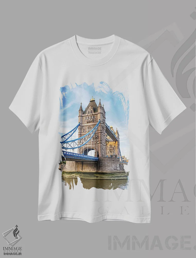 تیشرت سفید طرح دار London,پل تاور از سمت ساحل جنوبی، لندن، مدیوم اثر جین ریکس | فروشگاه ایماژ