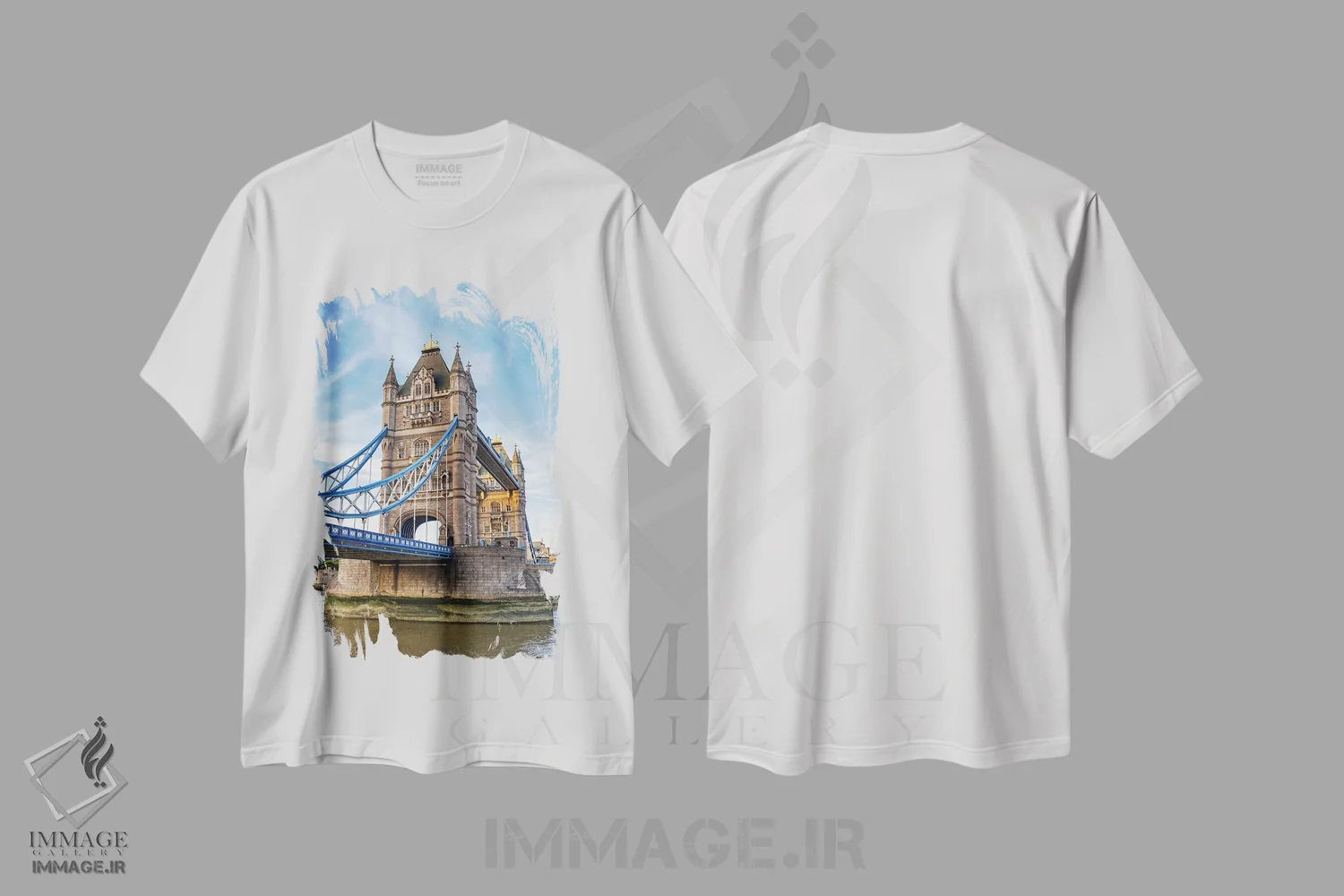 تیشرت سفید طرح دار London,پل تاور از سمت ساحل جنوبی، لندن، مدیوم اثر جین ریکس | فروشگاه ایماژ