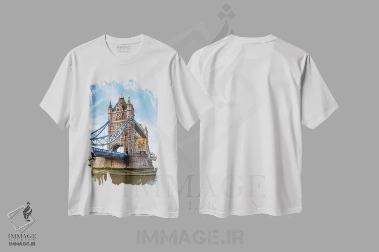 تیشرت سفید طرح دار London,پل تاور از سمت ساحل جنوبی، لندن، مدیوم اثر جین ریکس | فروشگاه ایماژ