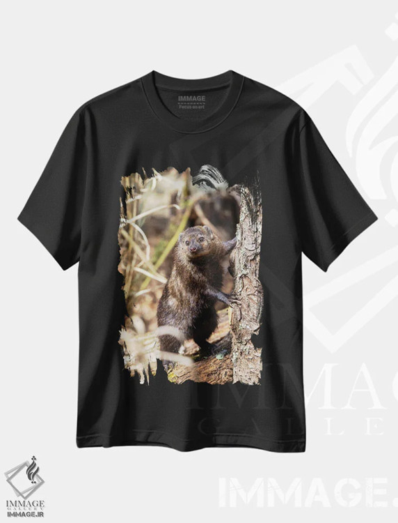 تیشرت مشکی طرح دار کوزیمانس پوزبلند، مدیوم اثر جین ریکس | فروشگاه ایماژ