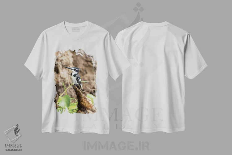 تیشرت سفید طرح دار Uganda,مرغ ماهی خوار سیاه و سفید، اوگاندا، مدیوم اثر جین ریکس | immage.ir