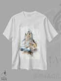 تیشرت سفید طرح دار London, Watercolour,آبرنگ پل تاور بریج لندن، مدیوم اثر جین ریکس | immage.ir