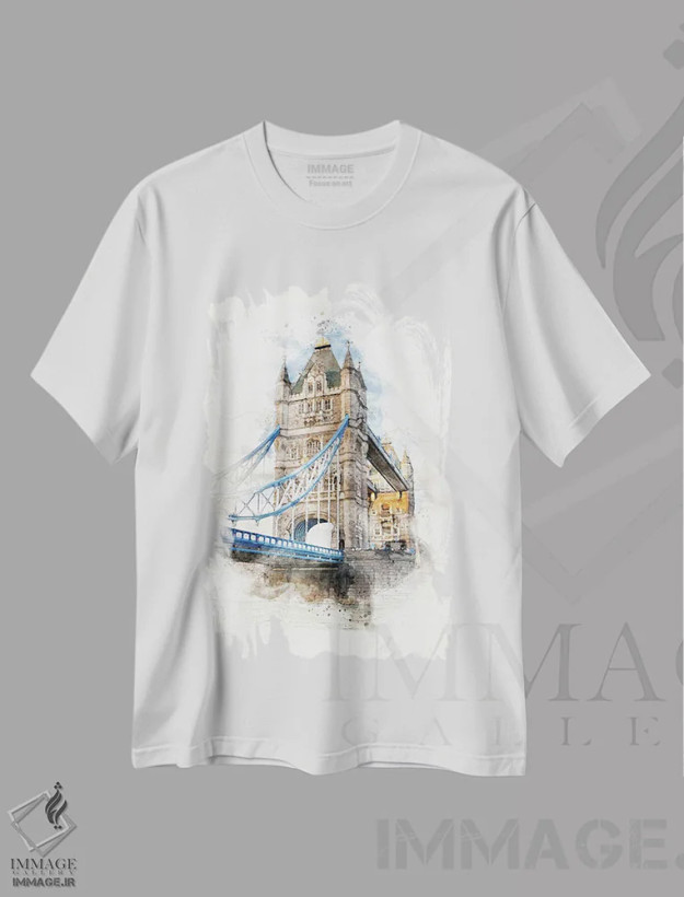 تیشرت سفید طرح دار London, Watercolour,آبرنگ پل تاور بریج لندن، مدیوم اثر جین ریکس | immage.ir