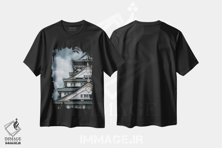 تیشرت مشکی طرح دار جزئیات اوساکا، مدیوم اثر جین ریکس | immage.ir