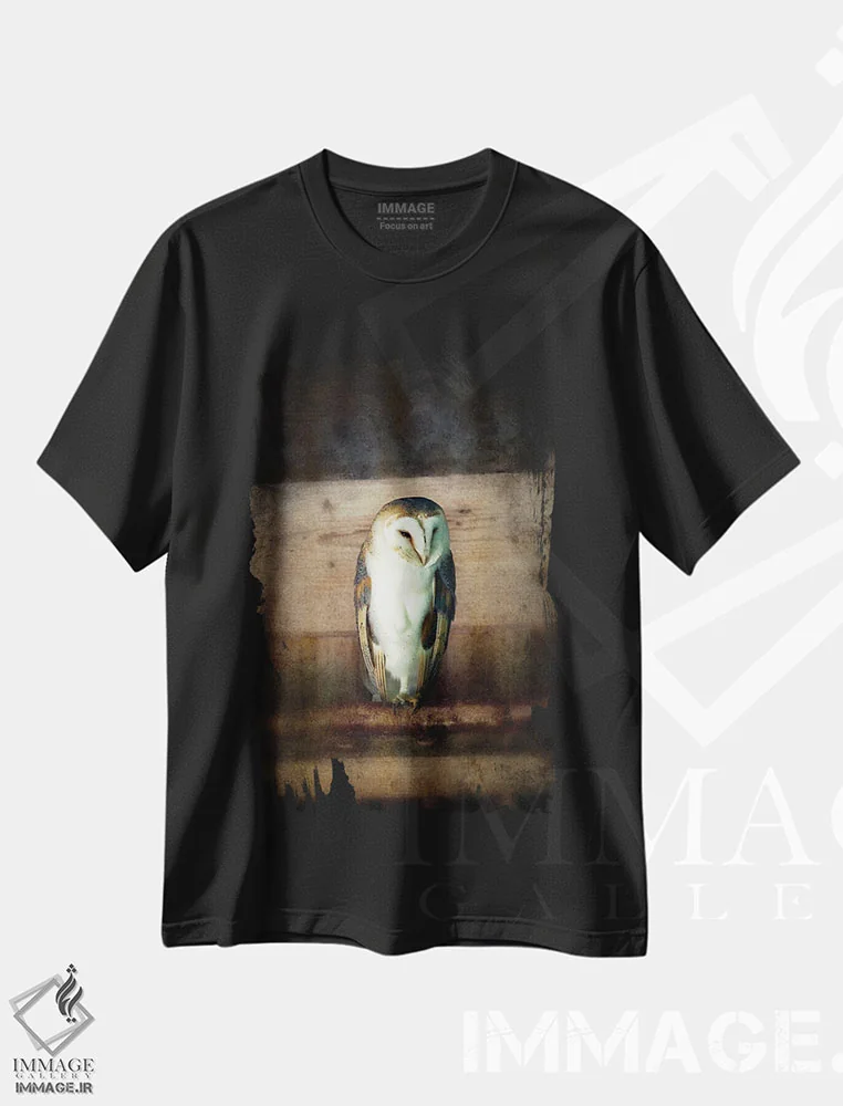 تیشرت مشکی طرح دار Vintage Style,جغد انبار، مدیوم اثر جین ریکس | فروشگاه ایماژ