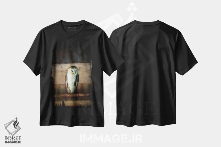 تیشرت مشکی طرح دار Vintage Style,جغد انبار، مدیوم اثر جین ریکس | فروشگاه ایماژ