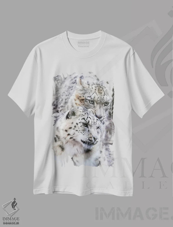تیشرت سفید طرح دار Male And Female,پلنگ برفی، نر و ماده، عکاسی ماکرو اثر جین ریکس | immage.ir