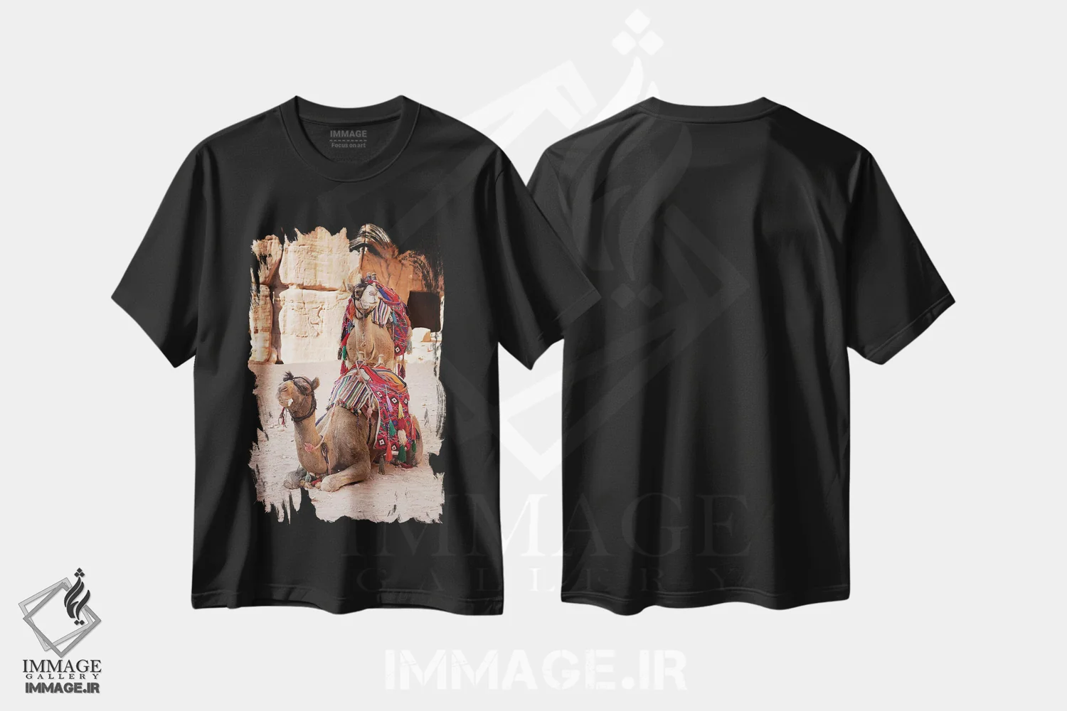 تیشرت مشکی طرح دار Jordan,شترها در پترا، تزئینی اثر جین ریکس | immage.ir
