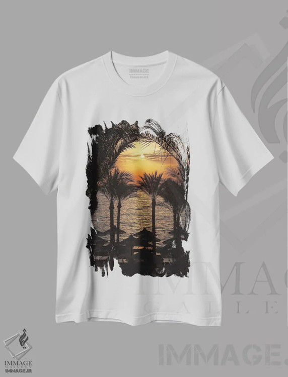 تیشرت سفید طرح دار Egypt,طلوع آفتاب بر فراز دریای سرخ، مدیوم اثر جین ریکس | فروشگاه ایماژ