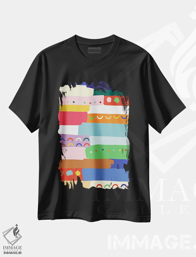 تیشرت مشکی طرح دار روشن و جسور ۴، آبستره اثر جسیکا بروگینک | immage.ir